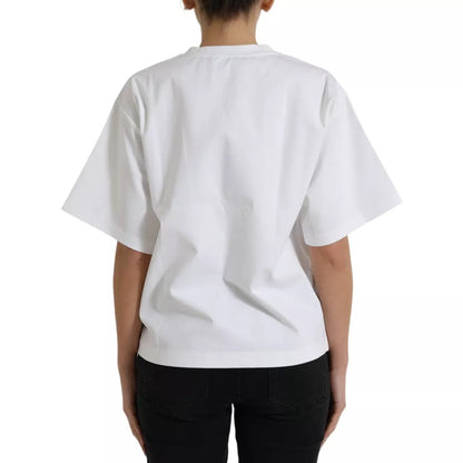 Dolce &amp; Gabbana White Bellissima Cotton Crew Neck T-shirt