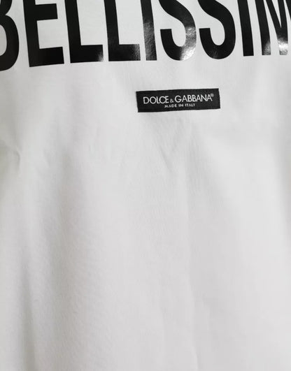 Dolce &amp; Gabbana White Bellissima Cotton Crew Neck T-shirt