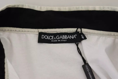 Dolce &amp; Gabbana White Cotton Printed Ascot Collared T-shirt