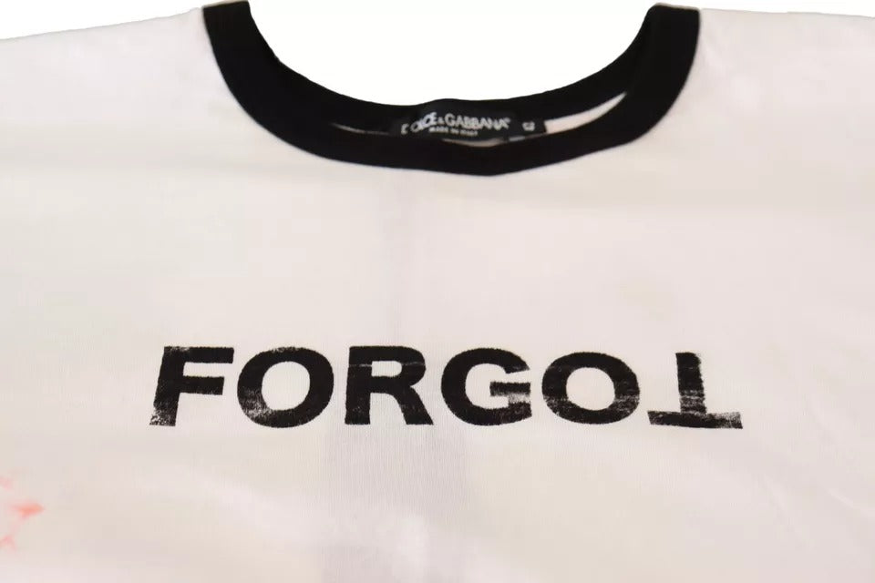 Dolce &amp; Gabbana White Forgot Print Short Sleeves Crop T-shirt