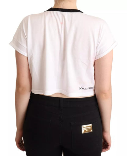 Dolce &amp; Gabbana White Forgot Print Short Sleeves Crop T-shirt