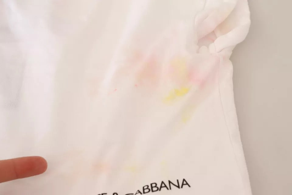 Dolce &amp; Gabbana White Forgot Print Short Sleeves Crop T-shirt