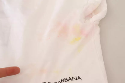 Dolce & Gabbana White Forgot Print Short Sleeves Crop T-shirt