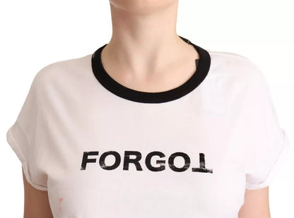 Dolce &amp; Gabbana White Forgot Print Short Sleeves Crop T-shirt