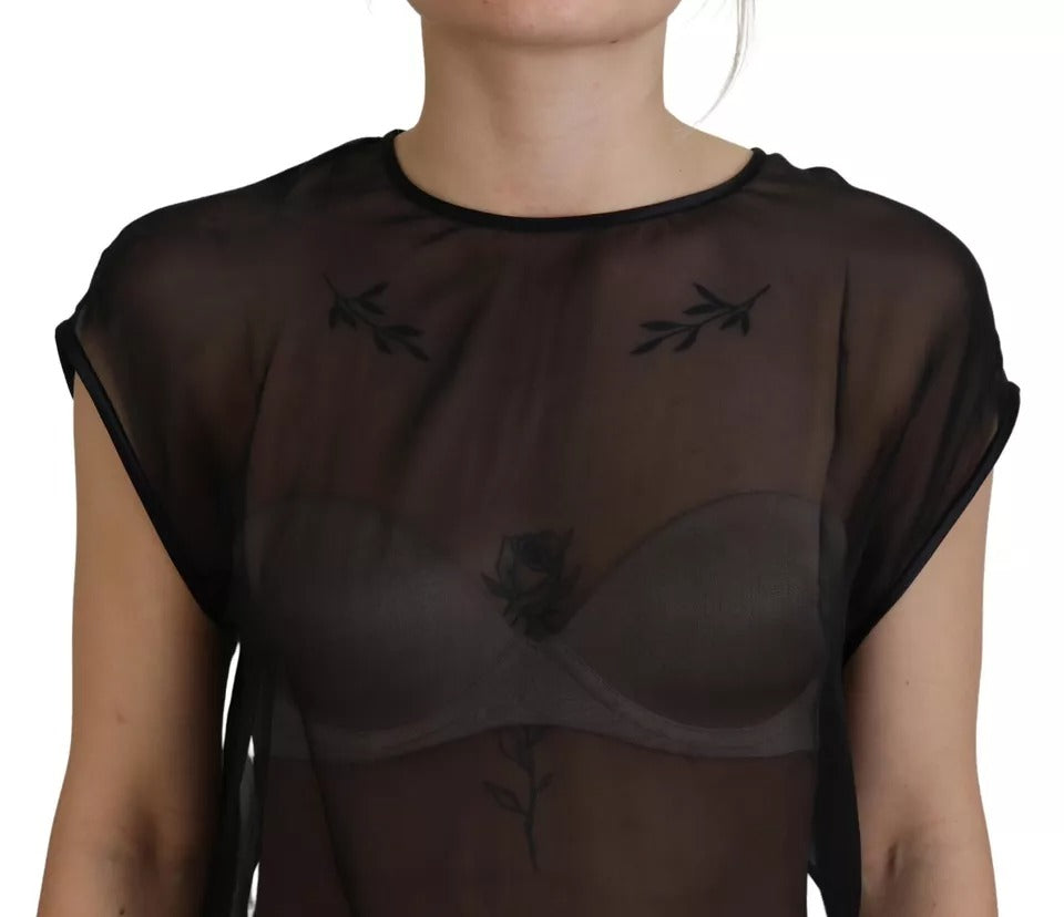 Dolce &amp; Gabbana Black Mesh Transparent Blouse Pullover Top