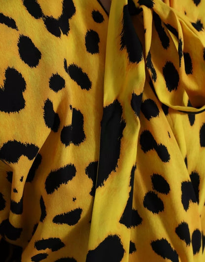 Dolce &amp; Gabbana Yellow Leopard Print Long Sleeves Top Blouse