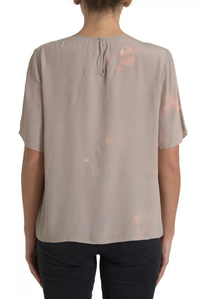 Dolce &amp; Gabbana Brown Round Neck Short Sleeve Blouse Top