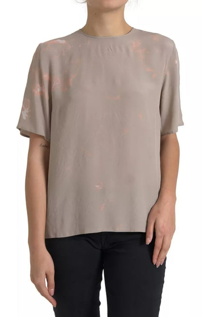 Dolce & Gabbana Brown Round Neck Short Sleeve Blouse Top