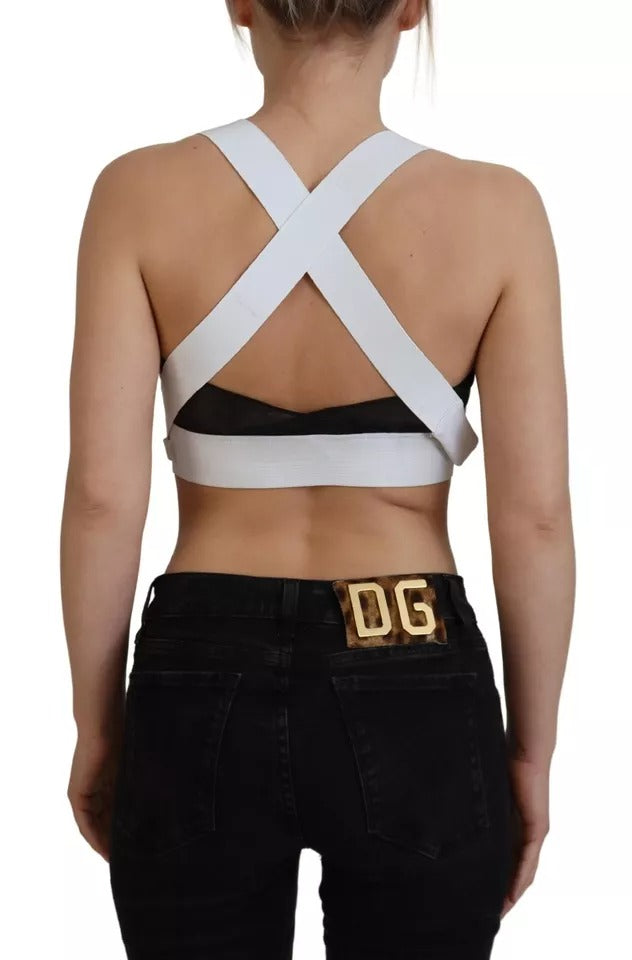 Dolce &amp; Gabbana White Viscose Sleeveless Cropped Bustier Top