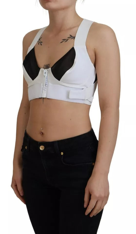 Dolce &amp; Gabbana White Viscose Sleeveless Cropped Bustier Top