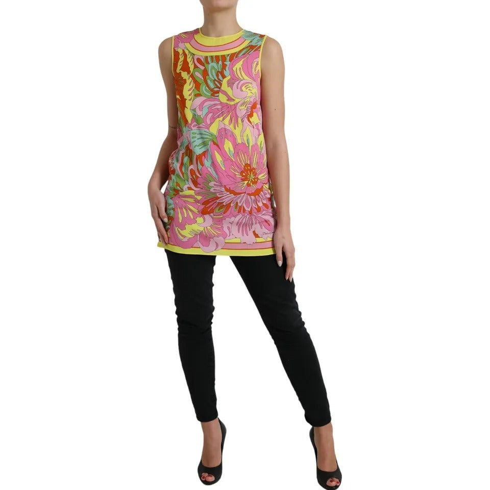 Dolce &amp; Gabbana Multicolor Floral Silk Sleeveless Tank Top