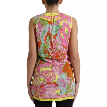 Dolce &amp; Gabbana Multicolor Floral Silk Sleeveless Tank Top