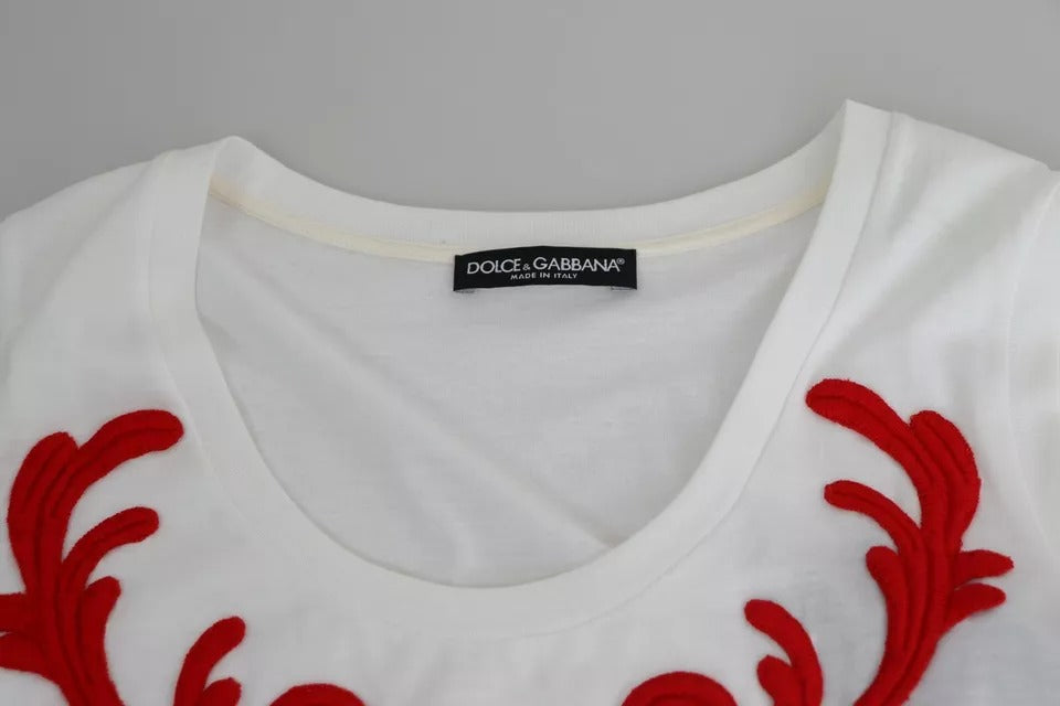 Dolce &amp; Gabbana White Cotton Heart Applique Sleeveless Tank Top