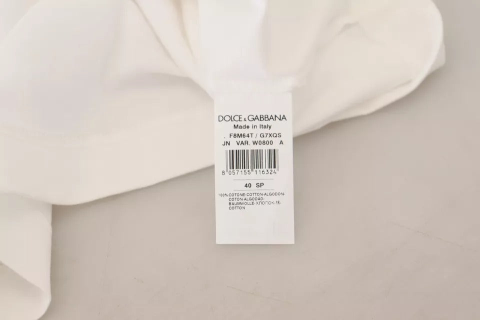 Dolce &amp; Gabbana White Striped Short Sleeves Pullover Top