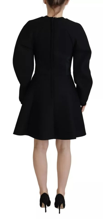 Dolce &amp; Gabbana Black Long Sleeves A-line Mini Cotton Dress