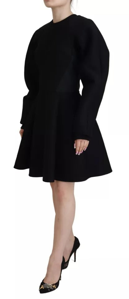 Dolce &amp; Gabbana Black Long Sleeves A-line Mini Cotton Dress