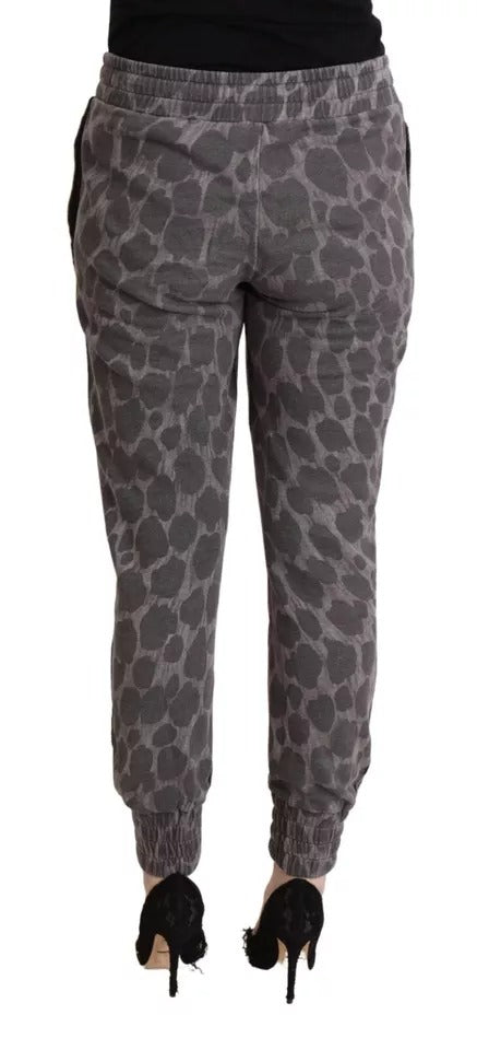 Dolce &amp; Gabbana Gray Leopard Print Sweatpants Jogger Pants