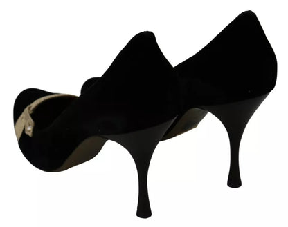 Dolce & Gabbana Black Velvet Ayers High Heels Pumps Shoes