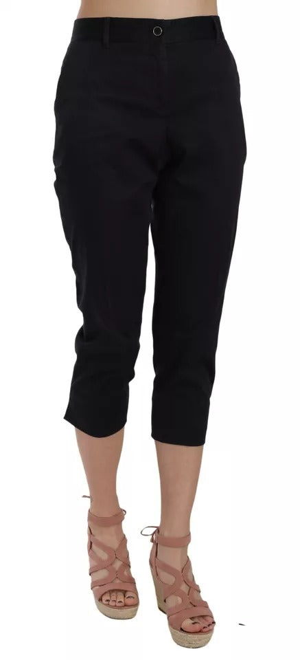 Dolce &amp; Gabbana Black Cotton Cropped Capri Pants