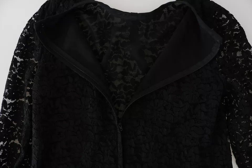 Dolce &amp; Gabbana Black Lace Long Sleeve Blouse Nylon Top