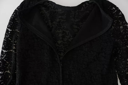 Dolce &amp; Gabbana Black Lace Long Sleeve Blouse Nylon Top