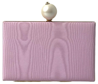 Dolce &amp; Gabbana Pink Silk Gold Frame Clutch Evening Party Purse Bag