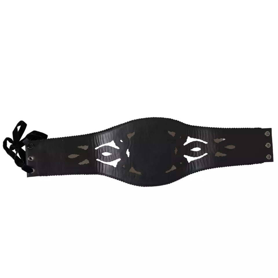 Dolce & Gabbana Black Canvas Embellished Waist Women Belt