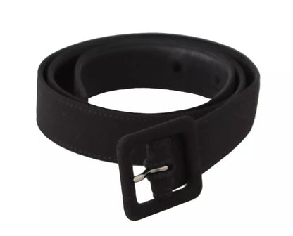 Dolce &amp; Gabbana Black Velvet Leather Logo Waist Buckle Belt