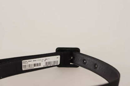 Dolce &amp; Gabbana Black Velvet Leather Logo Waist Buckle Belt