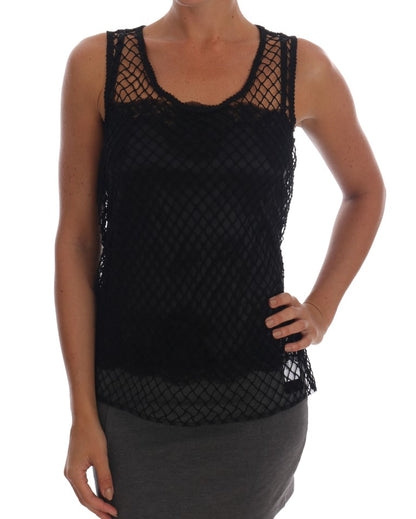 Dolce &amp; Gabbana Elegant Black Lace Sleeveless Cami Blouse