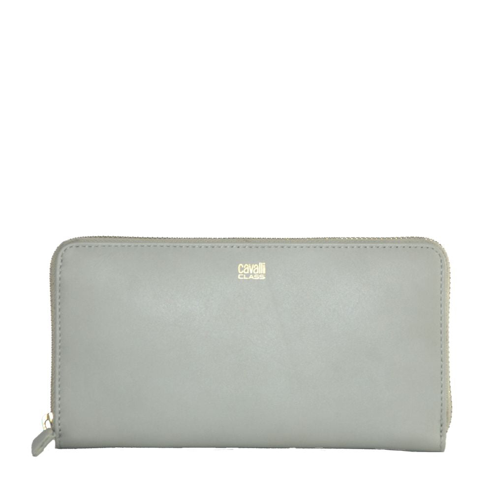 Cavalli Class Elegant Gray Calfskin Wallet for Her