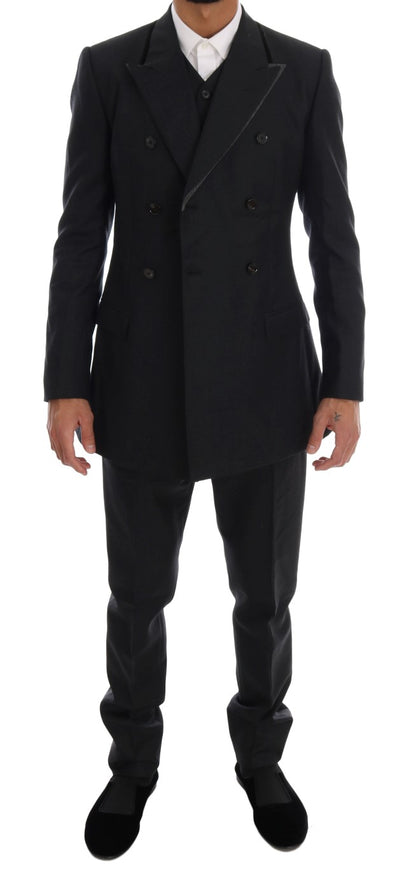 Dolce & Gabbana Elegant Gray Double Breasted Wool Suit