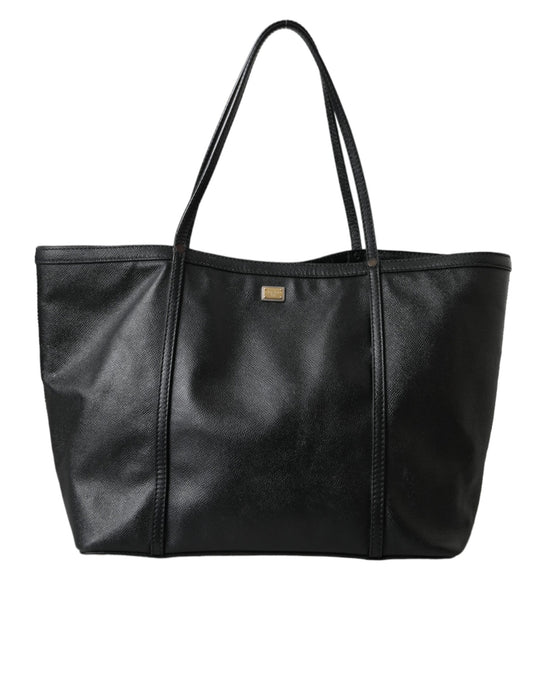 Dolce &amp; Gabbana Black Leather Miss Escape Shopping Tote Women Bag