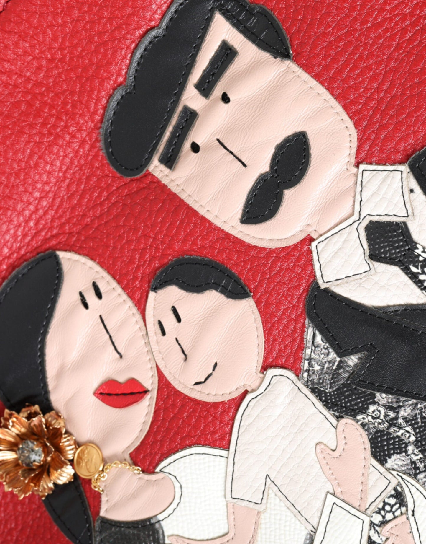 Dolce &amp; Gabbana Red Leather #DGFamily Patch Shopping Tote Bag