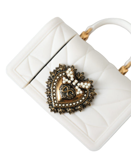 Dolce &amp; Gabbana White Silicone Devotion Heart Cover Hand Bag Airpod Case