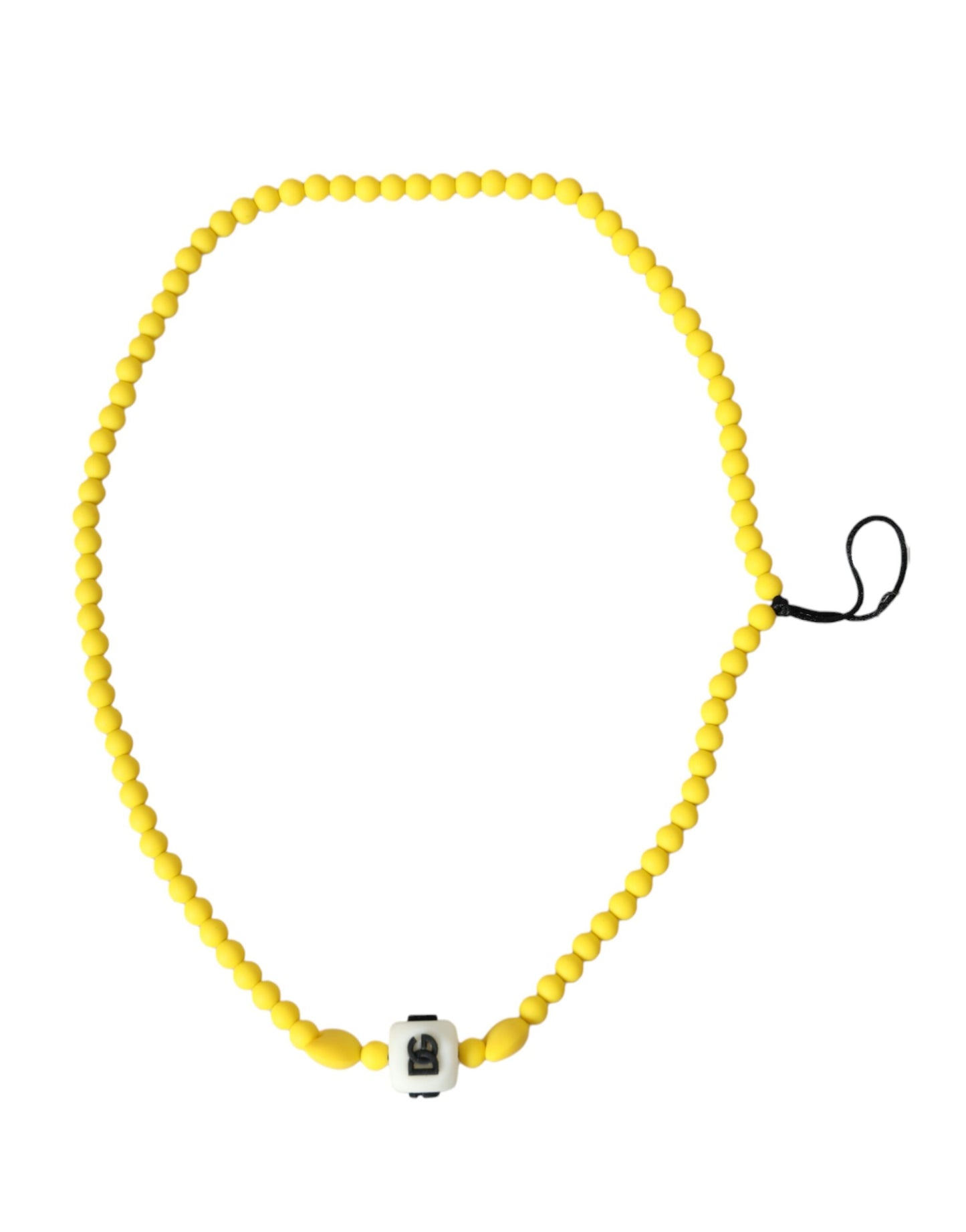 Dolce &amp; Gabbana Yellow Beaded Chain DG Logo Charm Necklace