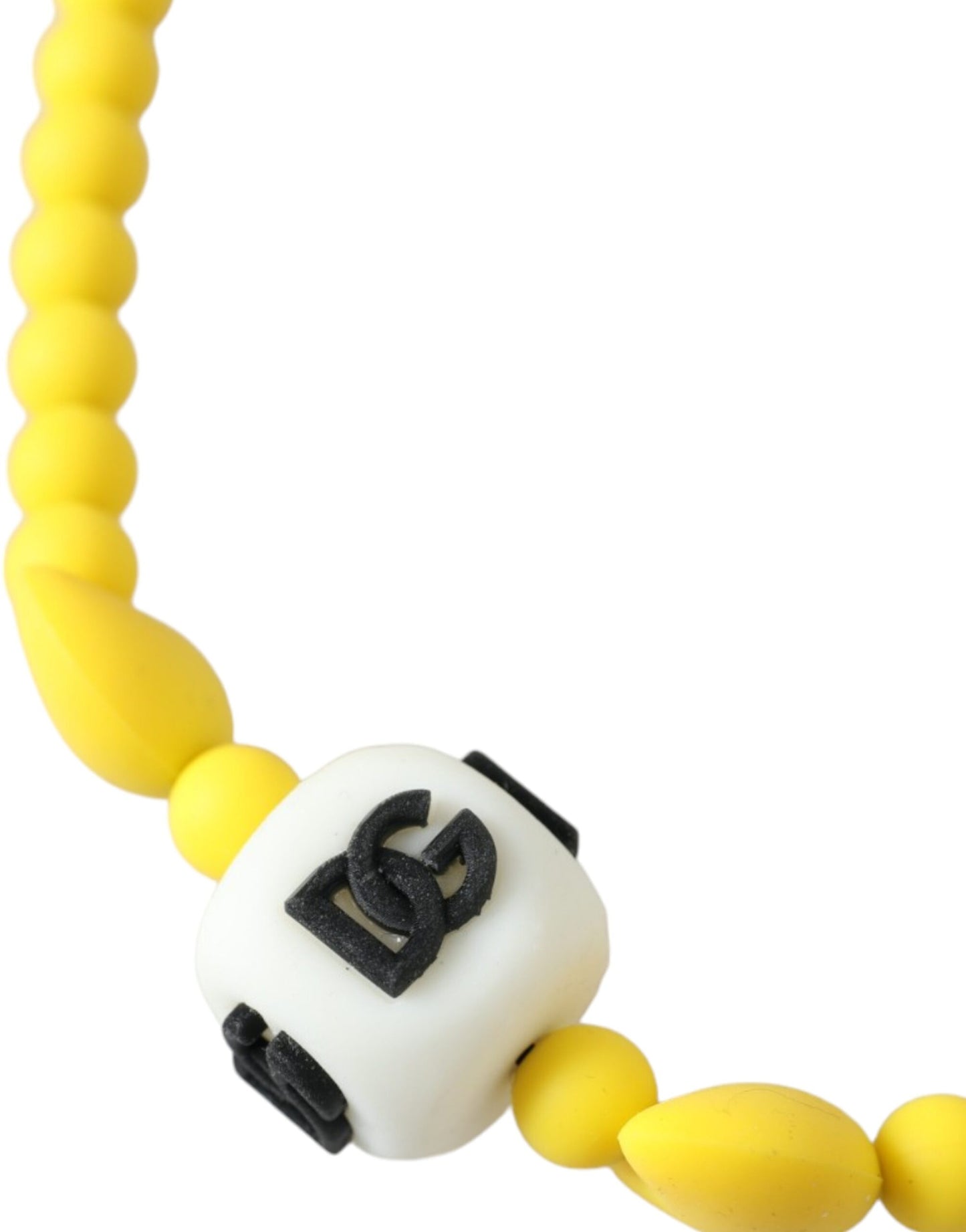 Dolce &amp; Gabbana Yellow Beaded Chain DG Logo Charm Necklace