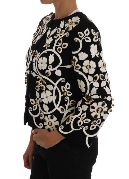 Dolce &amp; Gabbana Floral Embroidered Crystal Wool Coat Jacket