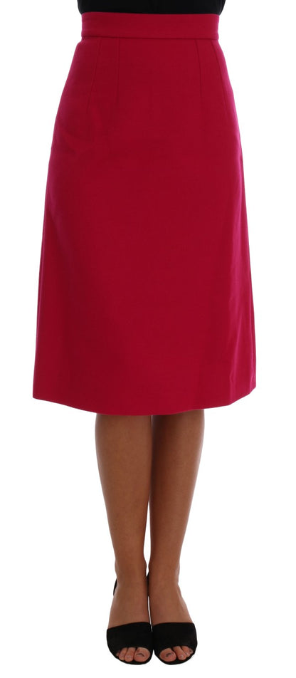 Dolce &amp; Gabbana Elegant Pink Wool A-Line Knee-Length Skirt