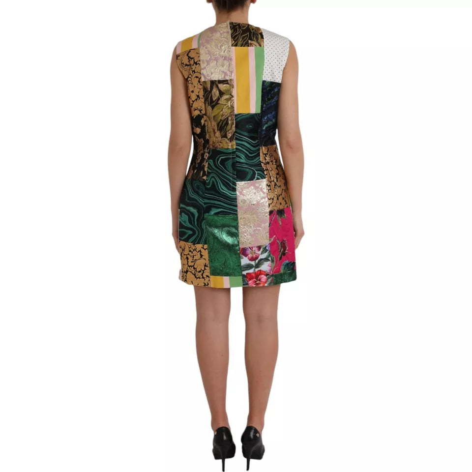 Dolce &amp; Gabbana Multicolor Jacquard Patchwork Shift Dress