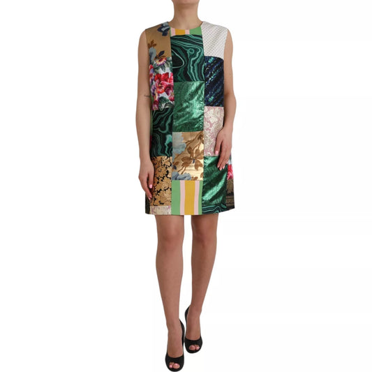 Dolce &amp; Gabbana Multicolor Jacquard Patchwork Shift Dress