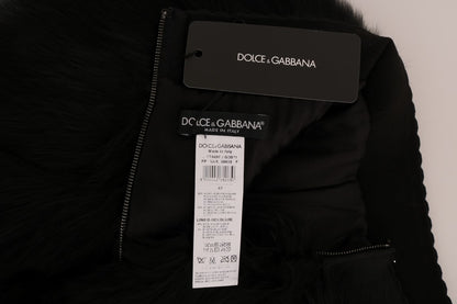 Dolce &amp; Gabbana Elegant Black Fur Mini Shorts Hot Pants