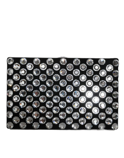 Dolce &amp; Gabbana Black Velvet Crystal Clutch Evening Party Purse Bag