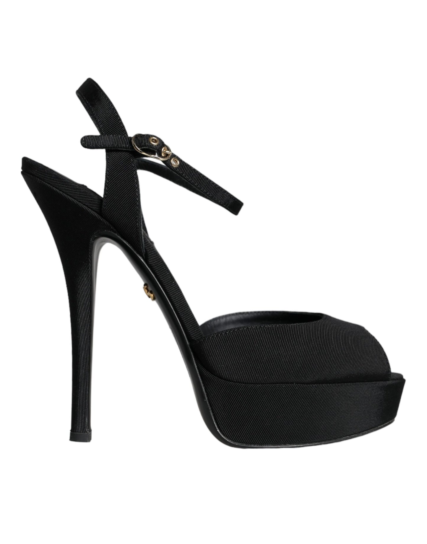 Dolce & Gabbana Black Leather Platform Heels Sandals Shoes