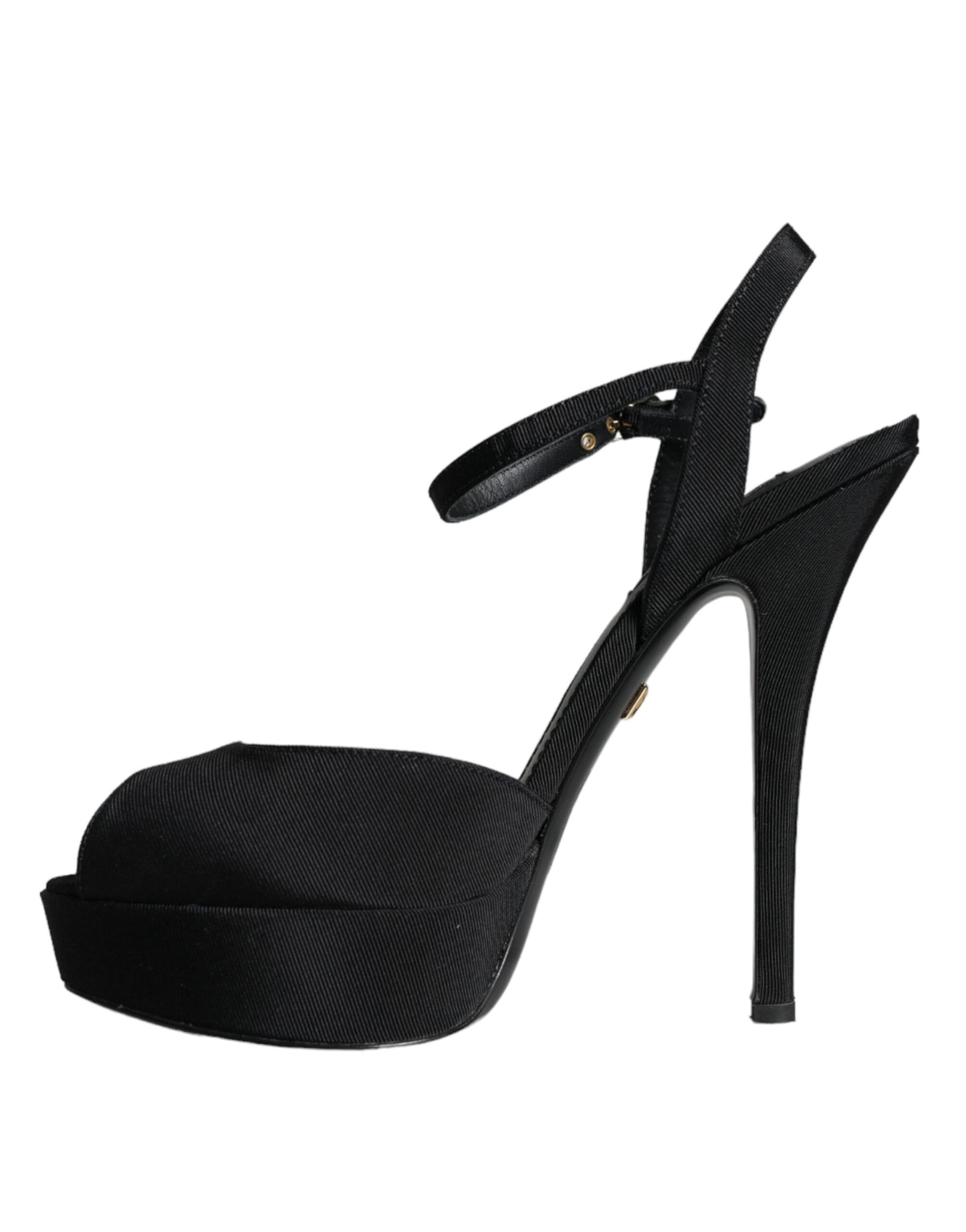 Dolce &amp; Gabbana Black Leather Platform Heels Sandals Shoes