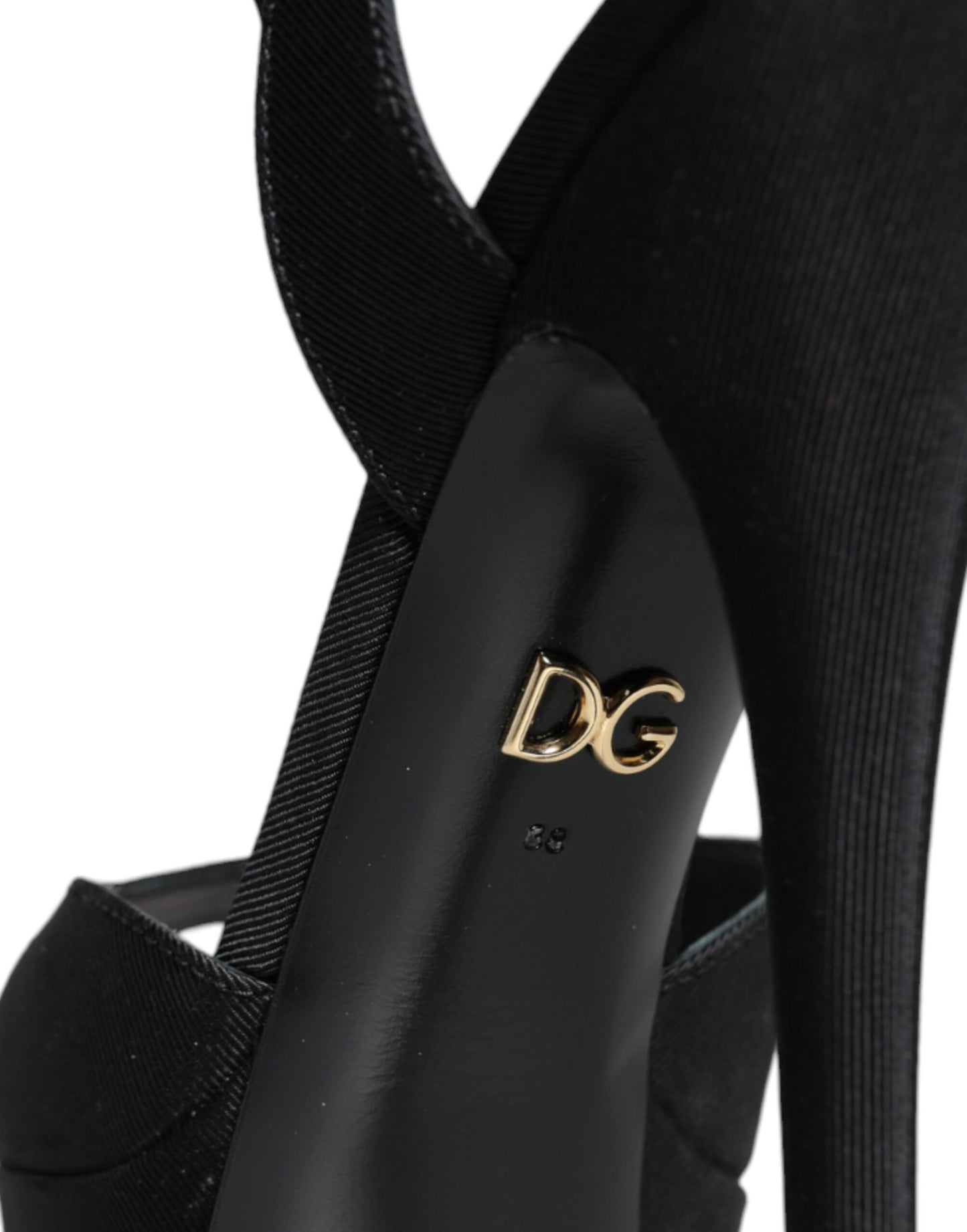 Dolce &amp; Gabbana Black Leather Platform Heels Sandals Shoes