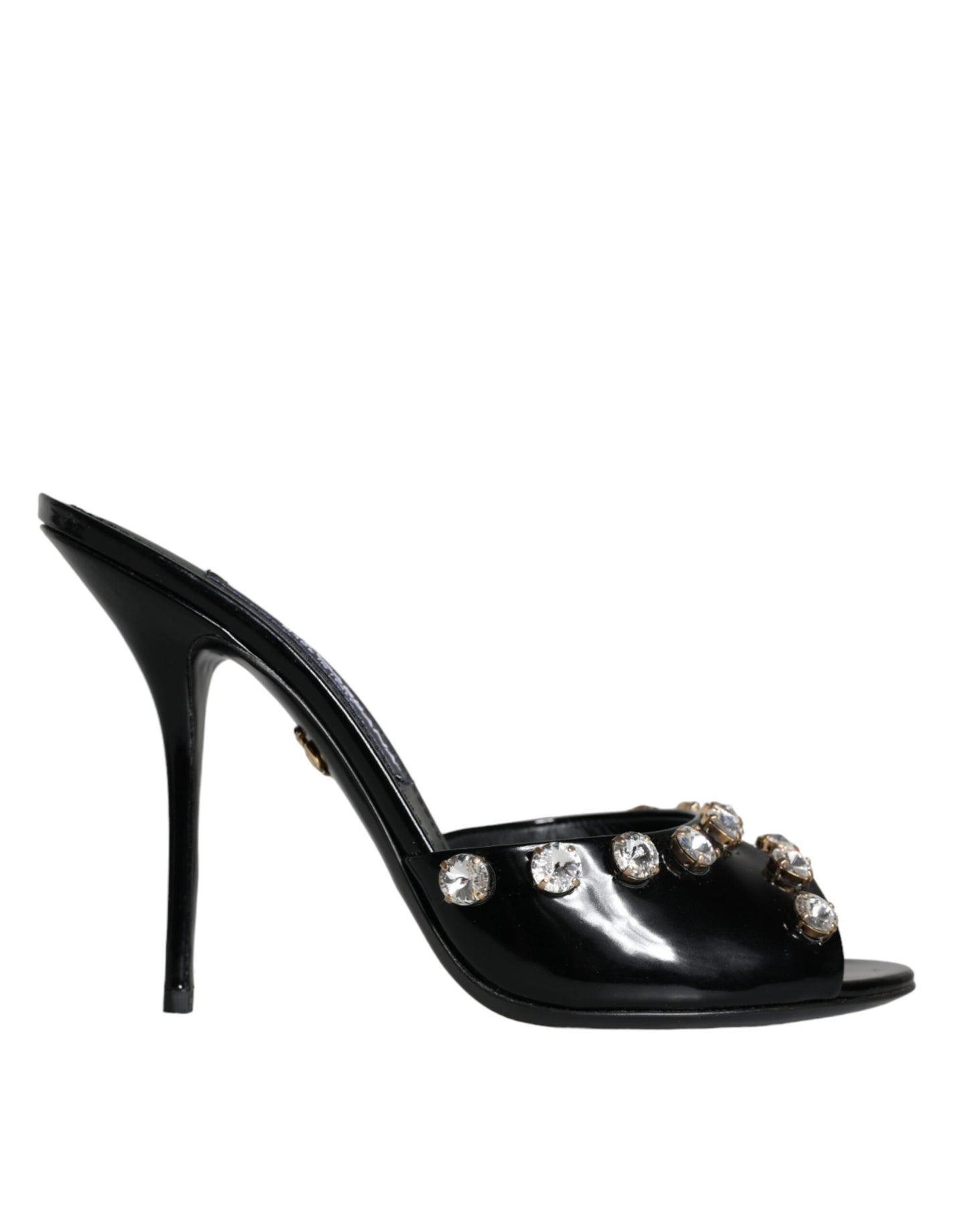 Dolce &amp; Gabbana Black Crystal Heels Keira Sandals Shoes