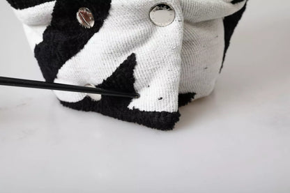 Dolce &amp; Gabbana Black White Wool Whole Head Wrap Hat