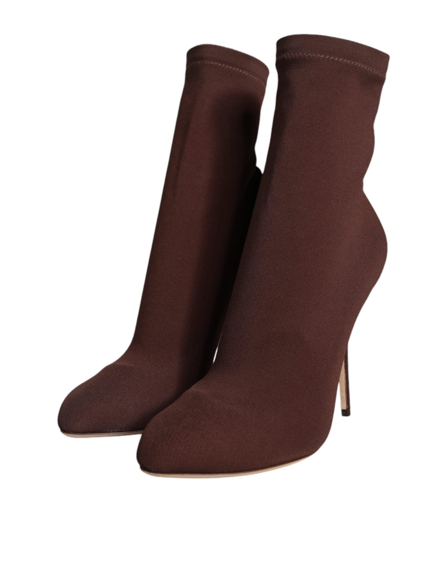 Dolce & Gabbana Brown Stiletto Heels Socks Ankle Boots Shoes