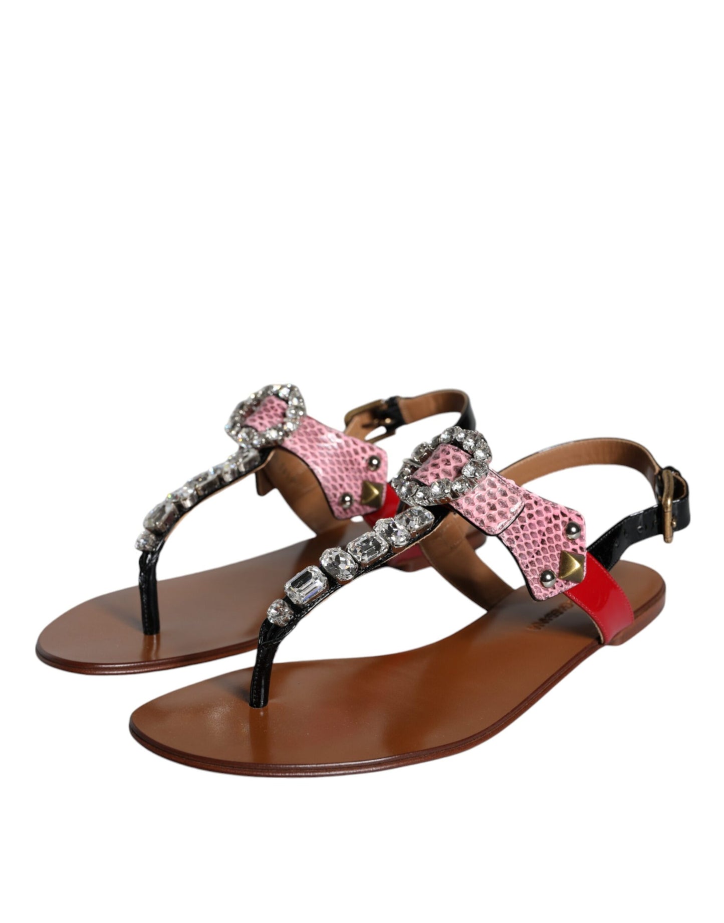 Dolce &amp; Gabbana Multicolor Crystal Sandals Flip Flops Shoes